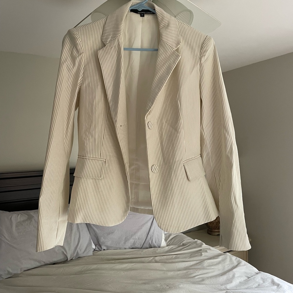 Cream Pinstripe Blazer